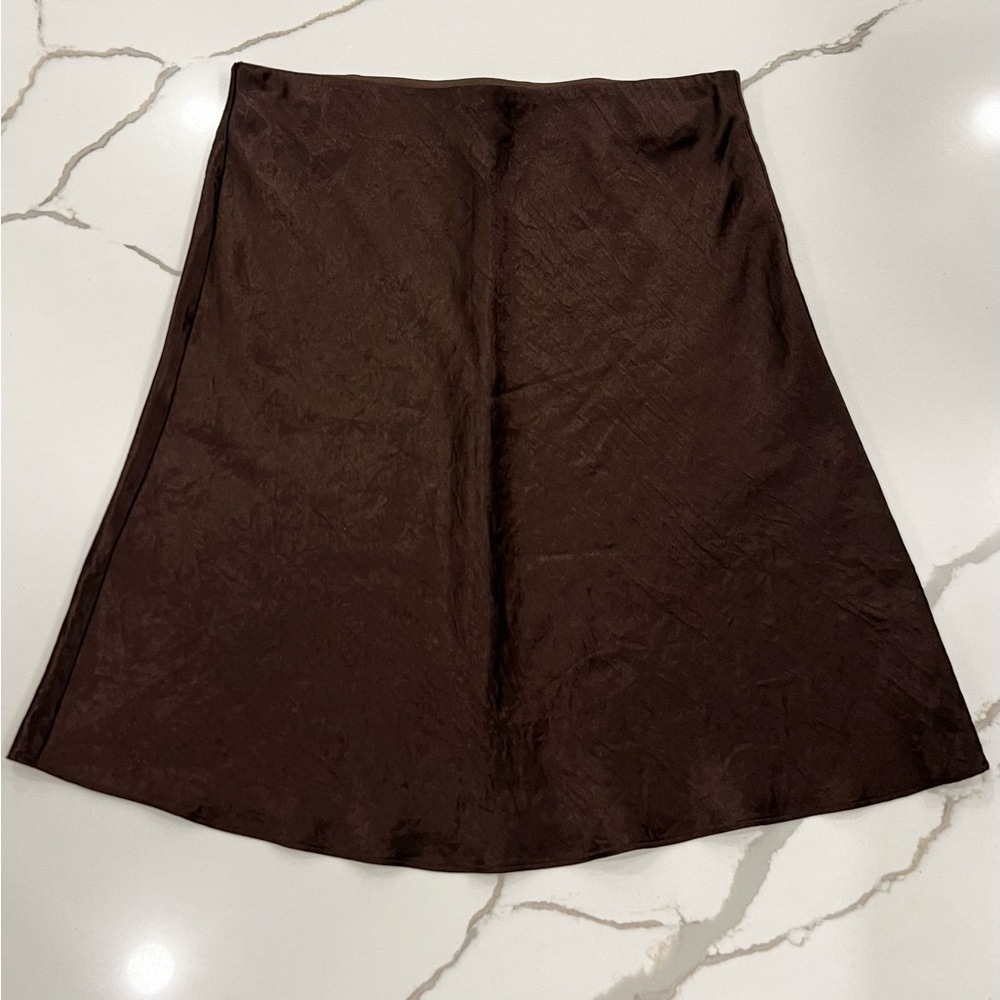 Aritzia Babaton Brown Satin Skirt
